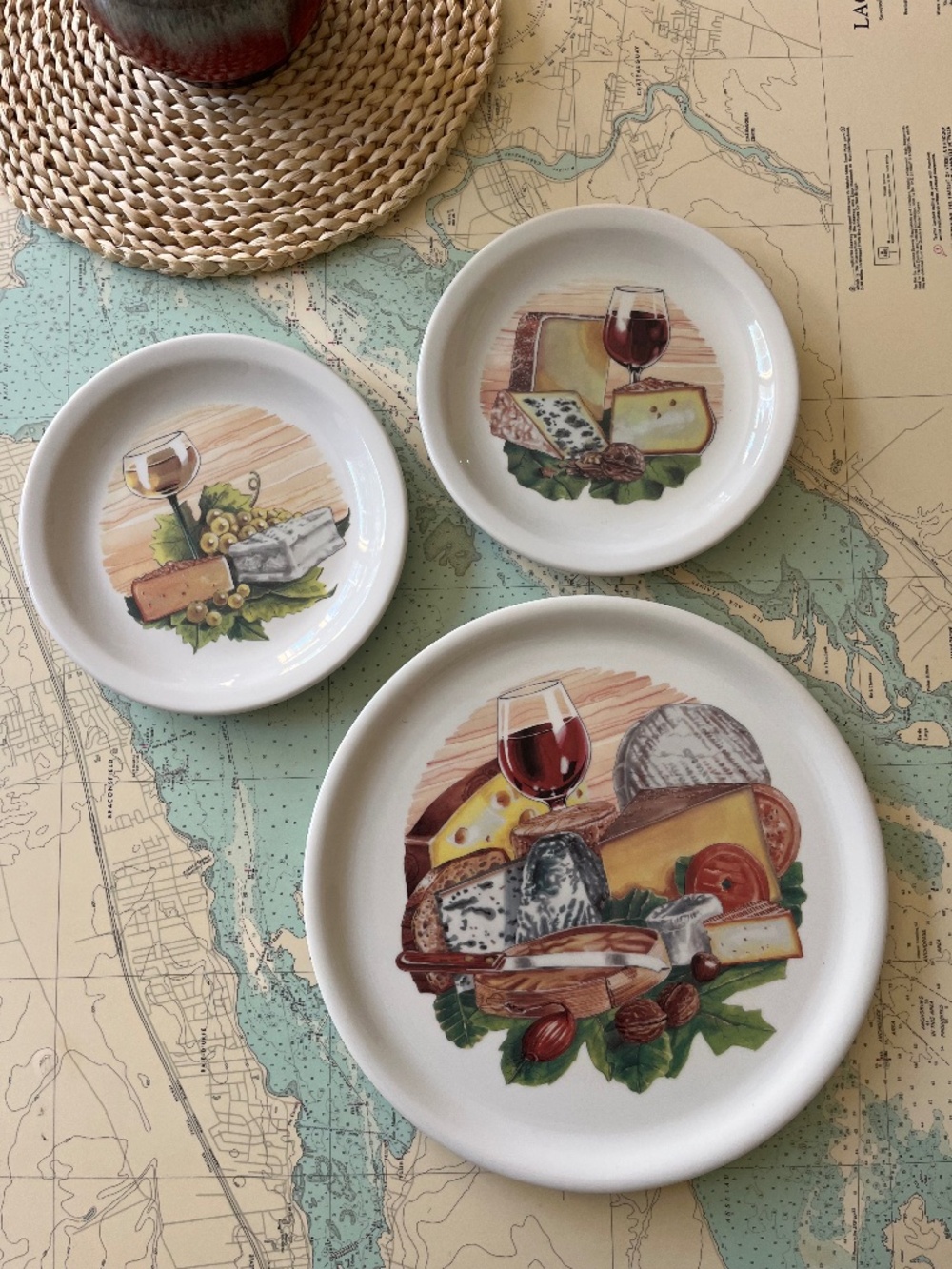 Vintage Set of Three Lubiana Cheese Plates